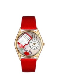 Whimsical Watches Love Story Red Leather And Gold Tone Watch