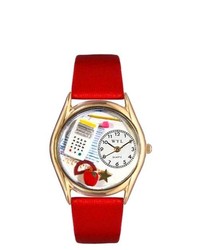 Whimsical Watches Math Teacher Red Leather And Gold Tone Watch