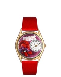 Whimsical Watches Red Hat Red Leather And Gold Tone Watch