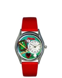 Whimsical Watches S Billiards Red Leather And Silvertone Watch In Silver
