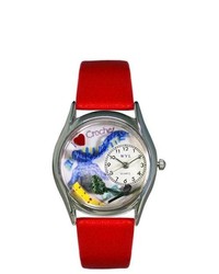 Whimsical Watches S Crochet Red Leather And Silvertone Watch In Silver