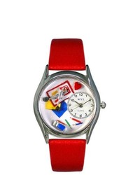 Whimsical Watches S Scrapbook Red Leather And Silvertone Watch In Silver