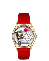 Whimsical Watches Teacher Red Leather And Gold Tone Watch