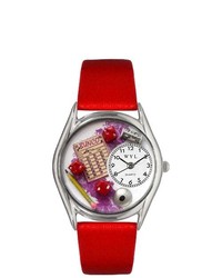 Whimsical Watches Whimsical Bunco Red Leather And Silvertone Watch S0430001