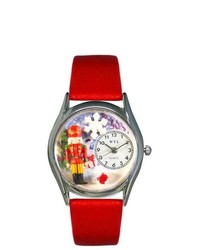 Whimsical Watches Whimsical Christmas Nutcracker Red Leather And Silvertone Watch S1220007