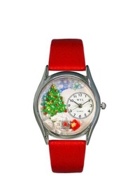 Whimsical Watches Whimsical Christmas Tree Red Leather And Silvertone Watch S1220001