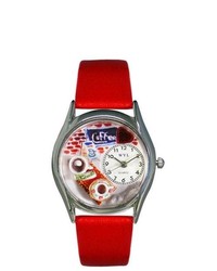 Whimsical Watches Whimsical Coffee Lover Red Leather And Silvertone Watch S0310011