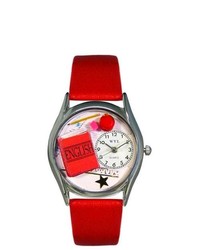 Whimsical Watches Whimsical English Teacher Red Leather And Silvertone Watch S0640008