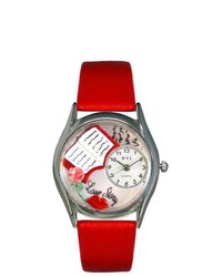 Whimsical Watches Whimsical Love Story Red Leather And Silvertone Watch S0450001