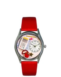 Whimsical Watches Whimsical Math Teacher Red Leather And Silvertone Watch S0640011