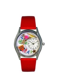 Whimsical Watches Whimsical Preschool Teacher Red Leather And Silvertone Watch S0640004