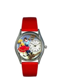 Whimsical Watches Whimsical Square Dancing Red Leather And Silvertone Watch S0510007
