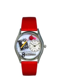 Whimsical Watches Whimsical Teacher Red Leather And Silvertone Watch S0640002