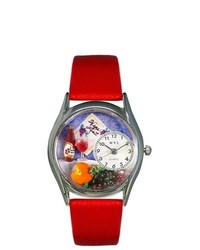 Whimsical Watches Whimsical Wine Cheese Red Leather And Silvertone Watch S0310004