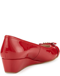 Cole Haan Elsie Patent Bow Wedge Pump Tango Red