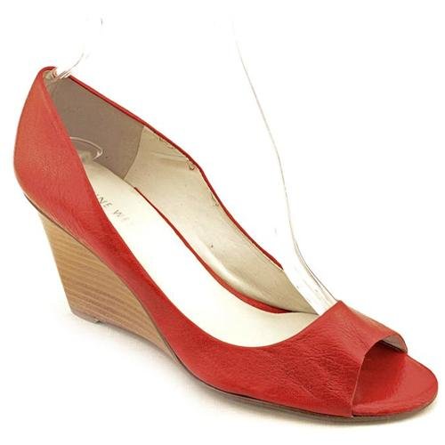 Nine West Peggyfo Red Open Toe Leather Wedges Heels Shoes, $33 | buy ...
