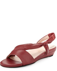 Taryn Rose Ion Leather Demi Wedge Sandal Red