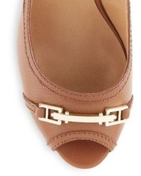 Saks Fifth Avenue Leather Peep Toe Wedge Sandals