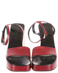 Prada Leather Wedge Sandals