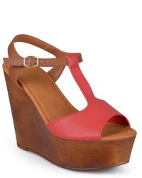 Journee Collection Woobery Peep Toe Platform Wedge Sandals