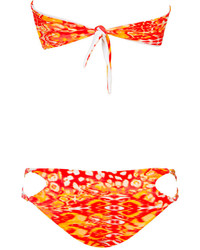 Caffe Swimwear Bandeau Bikini In Orange Leopard