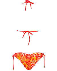 Caffe Swimwear Ripple Triangle Bikini In Orange Leopard