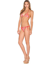 Caffe Swimwear Ripple Triangle Bikini In Orange Leopard