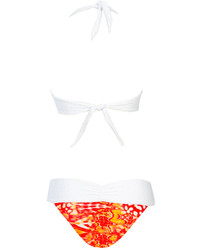 Caffe Swimwear Twist Effect Bikini In Orange Leopard