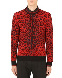 Red Leopard Crew-neck Sweater