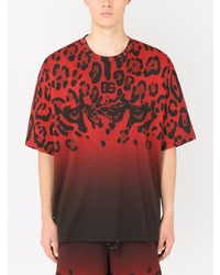 Dolce & Gabbana Leopard Print Logo Print T Shirt