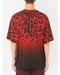Dolce & Gabbana Leopard Print Logo Print T Shirt