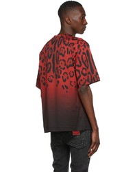 Dolce & Gabbana Red Black Leopard Polka Dot T Shirt