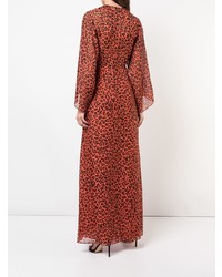 Michelle Mason Leopard Print Plunge Gown