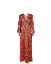 Michelle Mason Leopard Print Plunge Gown