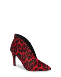 Red Leopard Leather Ankle Boots