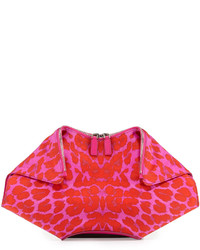 Alexander McQueen Leopard Print De Manta Clutch Bag Pinkred