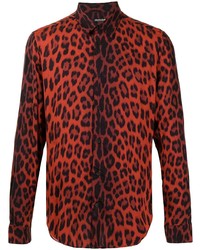 Roberto Cavalli Leopard Print Long Sleeve Shirt