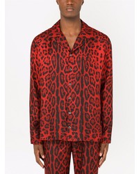Dolce & Gabbana Leopard Print Long Sleeve Silk Shirt