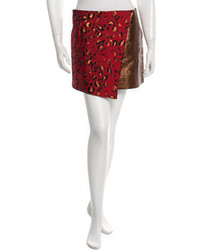 Josh Goot Leather Front Leopard Pattern Skirt
