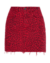 Current/Elliott The Five Pocket Leopard Print Denim Mini Skirt
