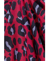 Stella McCartney Leopard Print Cotton And Silk Blend Playsuit Claret