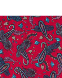 Paul Smith Raspberry Feather Paisley Print Silk Blend Tubular Scarf