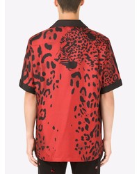 Dolce & Gabbana Leopard Print Silk Polo Shirt