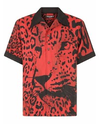 Dolce & Gabbana Leopard Print Silk Polo Shirt