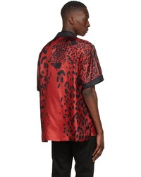 Dolce & Gabbana Red Black Leopard Shirt