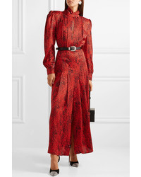 Alessandra Rich Leopard Print Silk Jacquard Maxi Dress