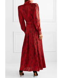 Alessandra Rich Leopard Print Silk Jacquard Maxi Dress