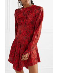 Alessandra Rich Leopard Print Silk Jacquard Mini Dress