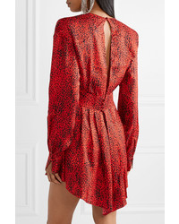 Alessandra Rich Leopard Print Silk Jacquard Mini Dress