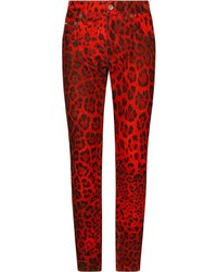 Red Leopard Skinny Jeans